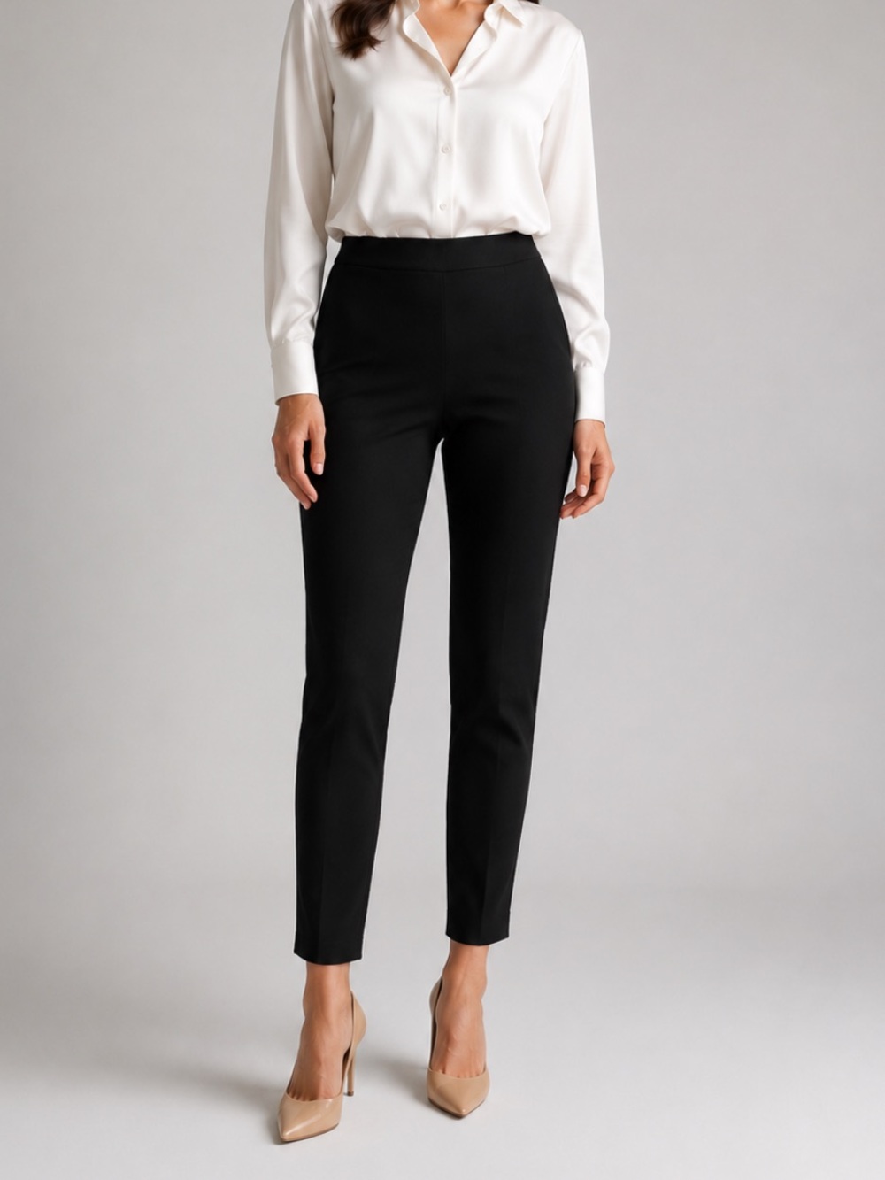 Ragno Black Pull-On Tapered Leg Pants Stretch Women’s S/M